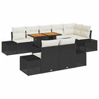 Conjunto de sofá de jardín 9 pcs Negro Poliratán