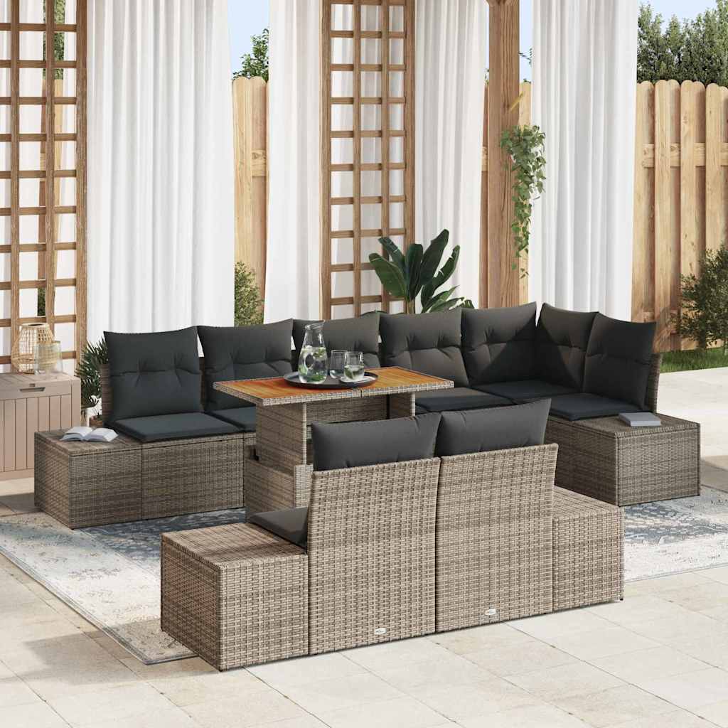 Conjunto de sofá de jardín 9 pcs Gris Poliratán