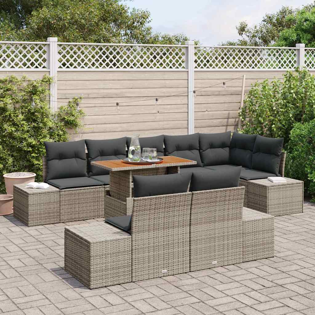 Conjunto de sofá de jardín 9 pcs Gris Poliratán