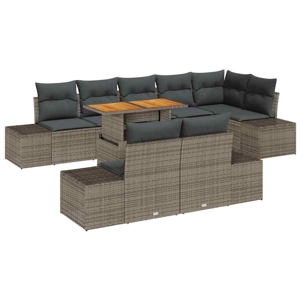 Conjunto de sofá de jardín 9 pcs Gris Poliratán
