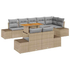 Conjunto de sofá de jardín 9 pcs Beige Poliratán
