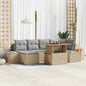 7 pcs Garden Sofa Set Beige Poly Rattan