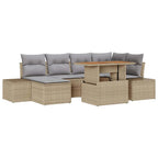 Conjunto de sofá de jardín 7 pcs Beige Poliratán