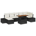 Conjunto de sofá de jardín 8 pcs Negro Poliratán