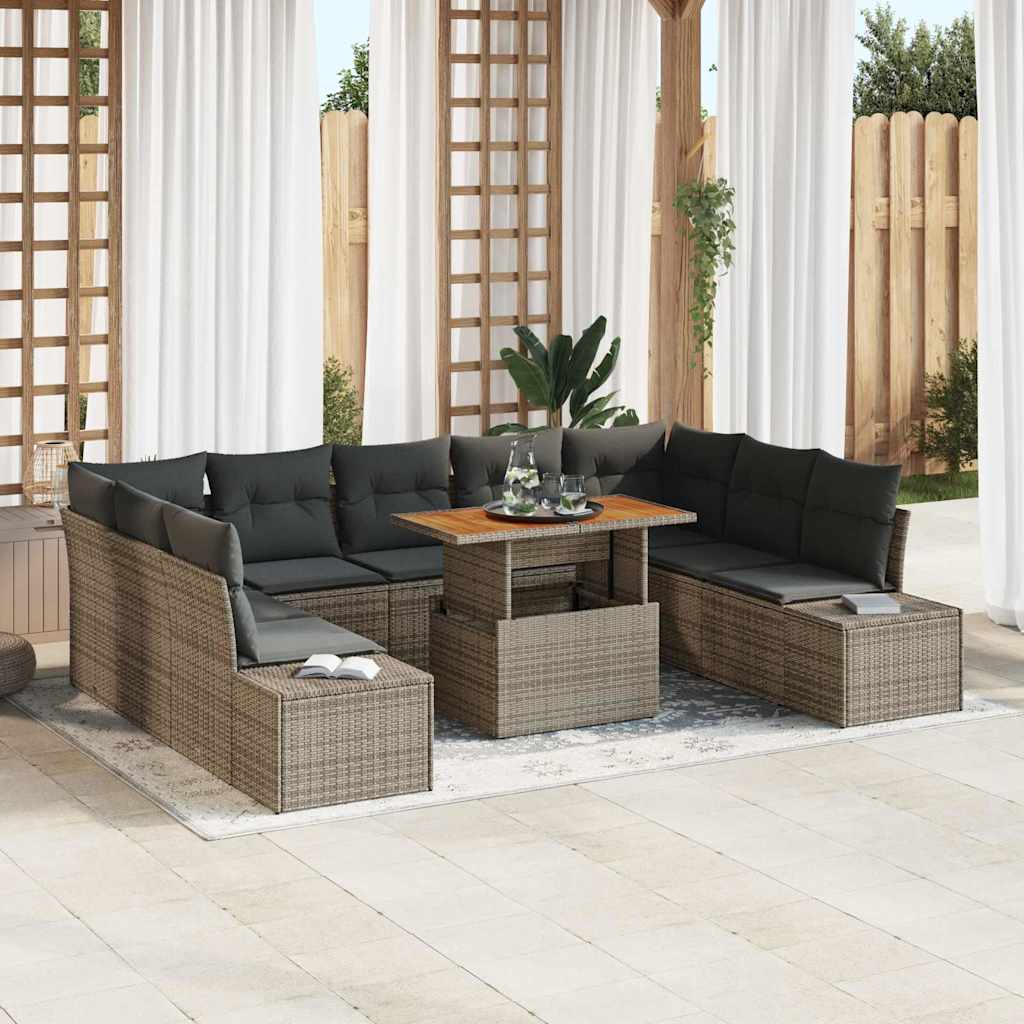 Conjunto de sofá de jardín 10 pcs Gris Poliratán