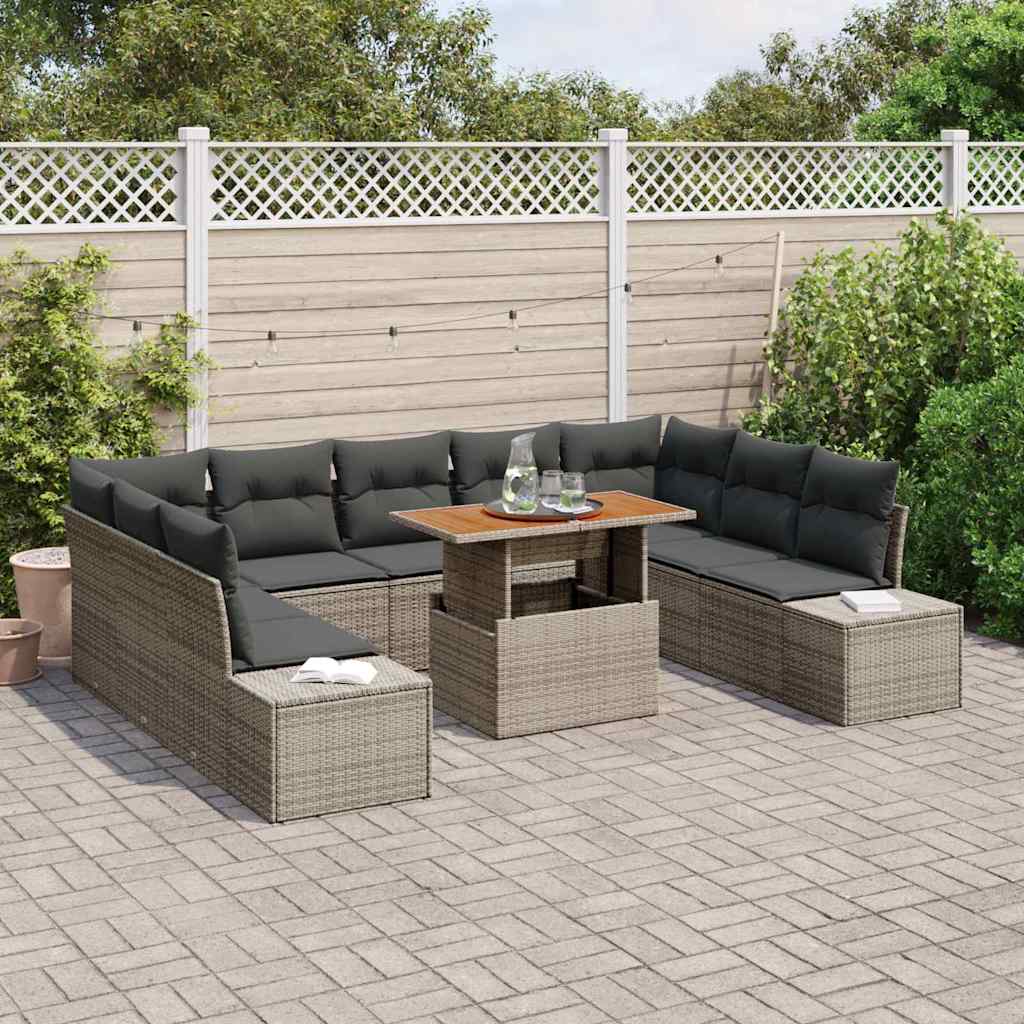 Conjunto de sofá de jardín 10 pcs Gris Poliratán