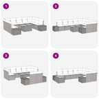 Conjunto de sofá de jardín 10 pcs Beige Poliratán