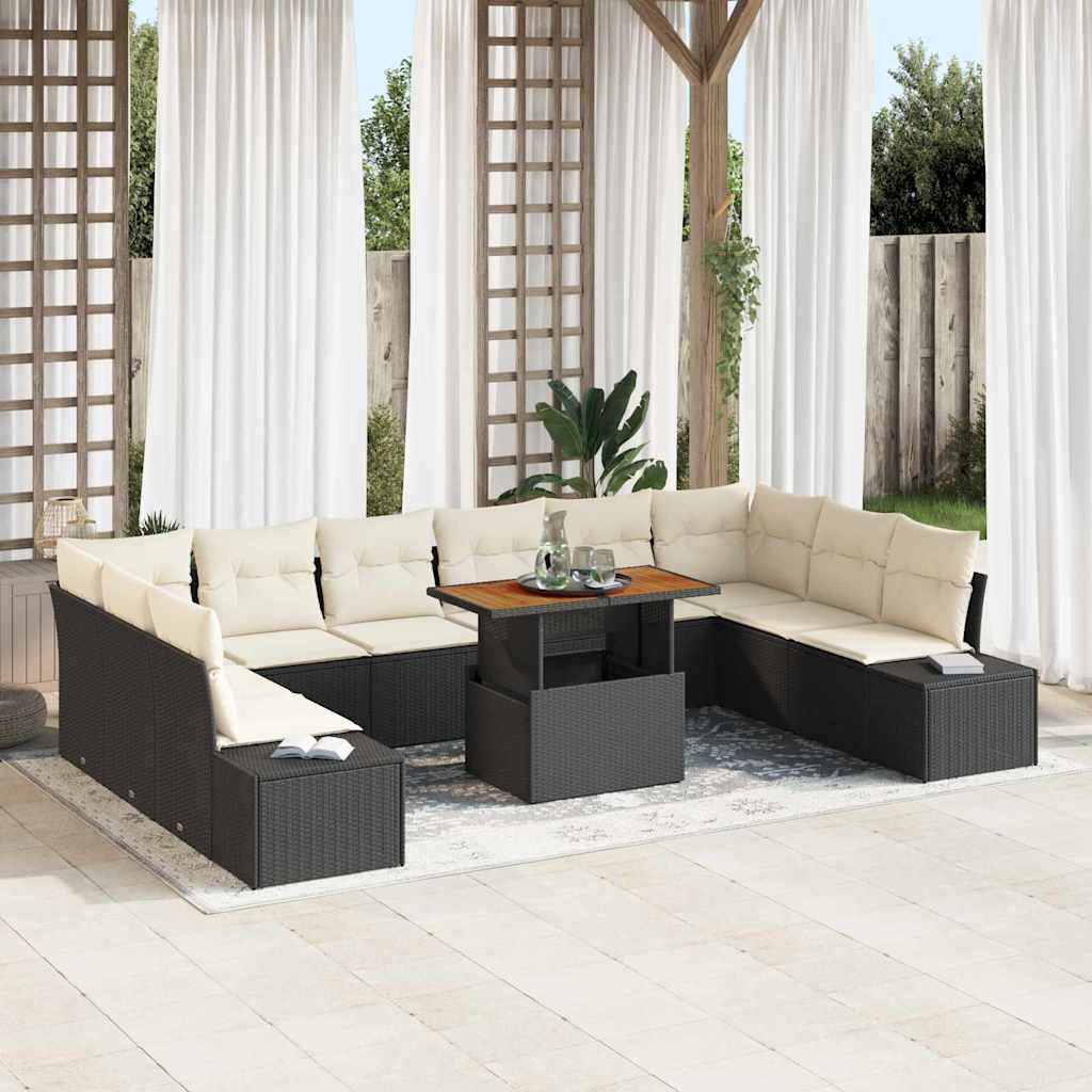 Conjunto de sofá de jardín 11 pcs Beige Poliratán