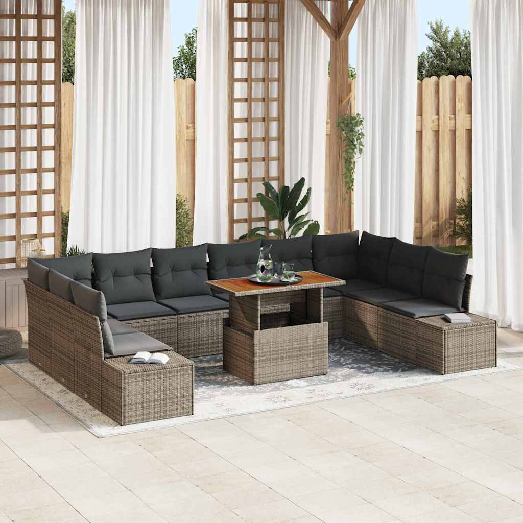 Conjunto de sofá de jardín 11 pcs Beige Poliratán