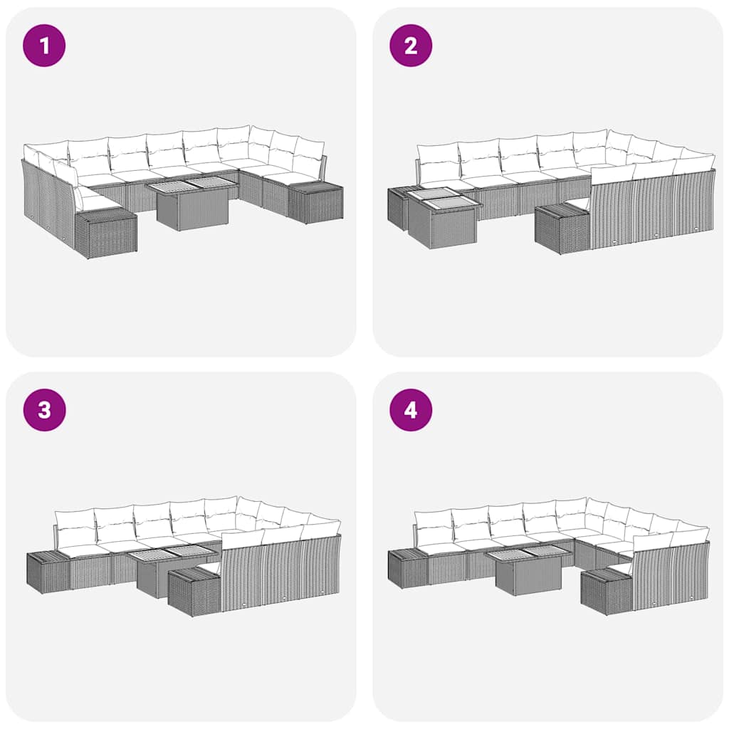 Conjunto de sofá de jardín 11 pcs Beige Poliratán