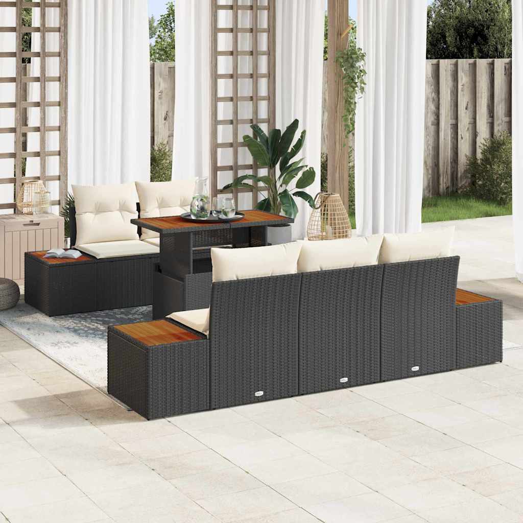 Conjunto de sofá de jardín 6 pcs Beige Poliratán