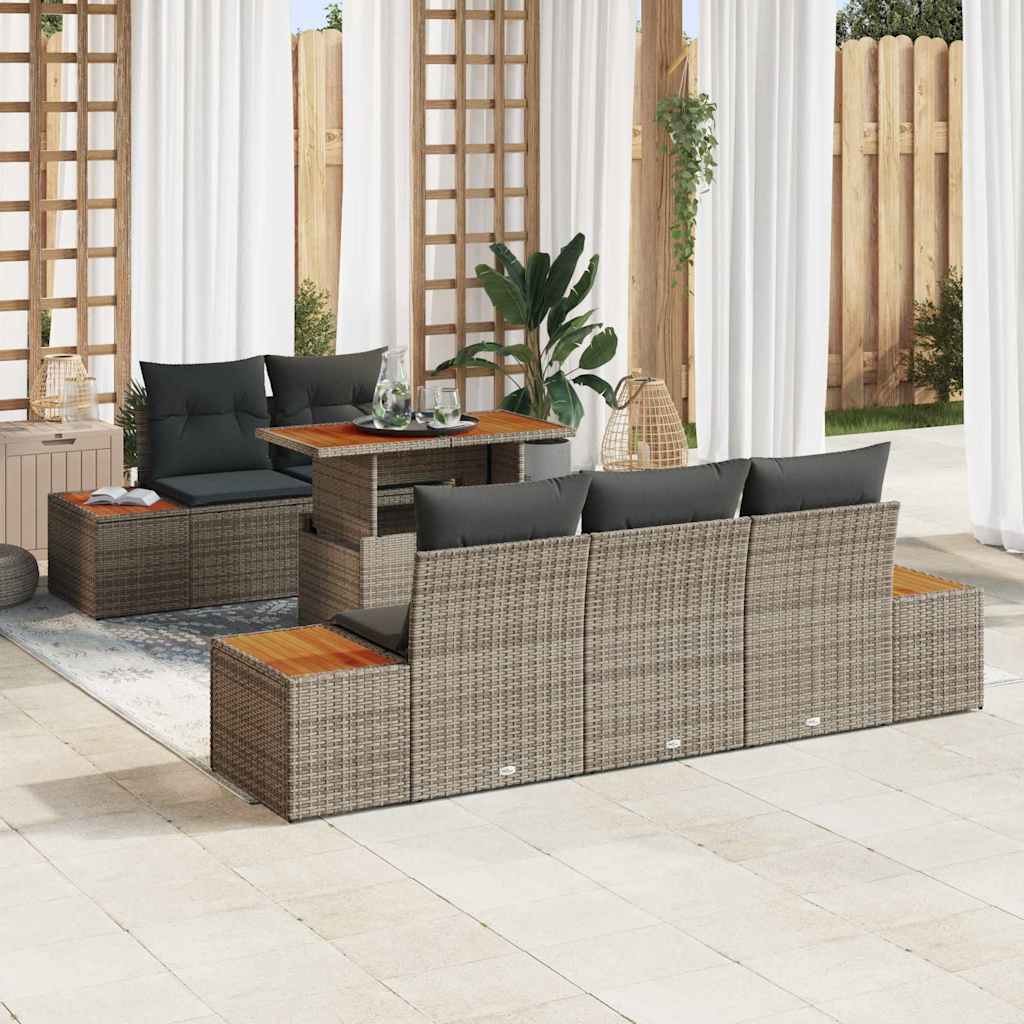 Conjunto de sofá de jardín 6 pcs Beige Poliratán