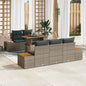6-Piece Beige Polyrattan Garden Sofa Set