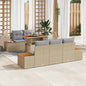 6-Piece Beige Polyrattan Garden Sofa Set