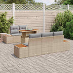 Conjunto de sofá de jardín 6 pcs Beige Poliratán