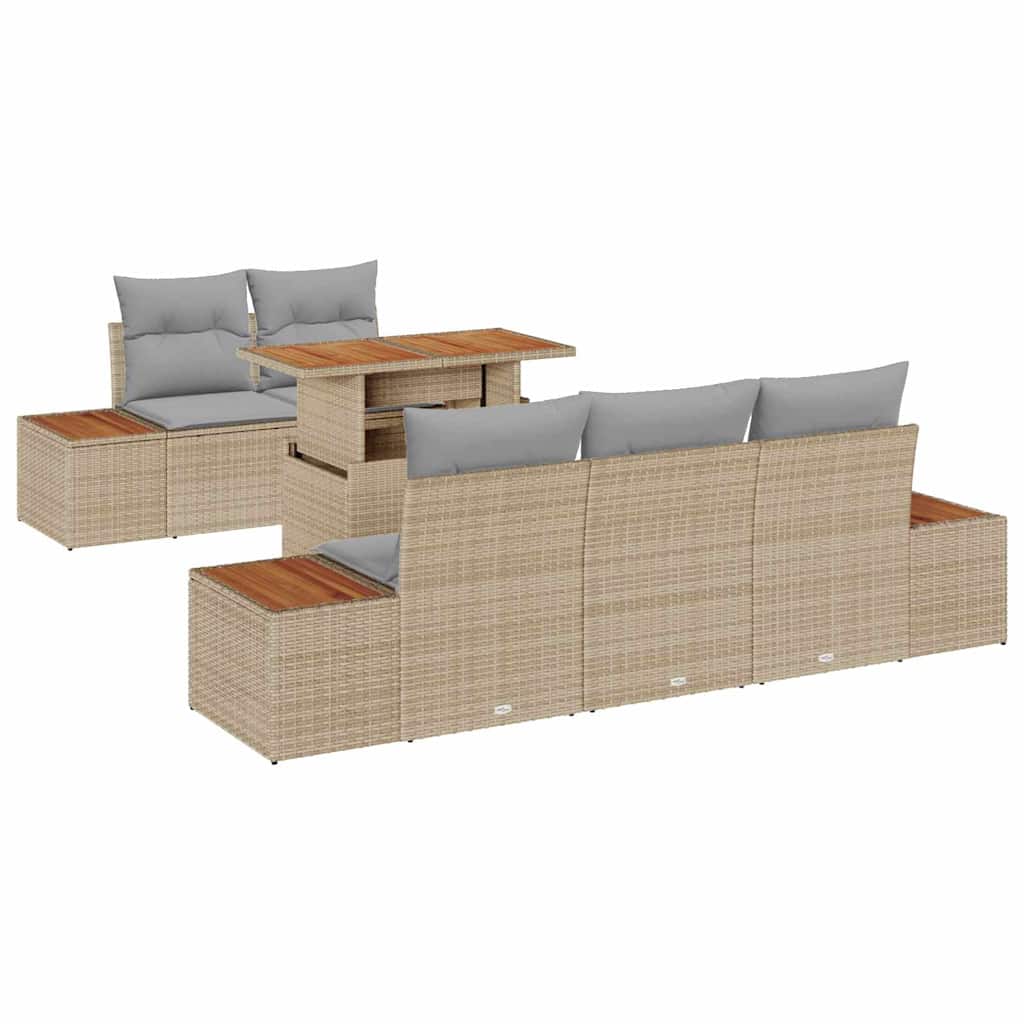Conjunto de sofá de jardín 6 pcs Beige Poliratán