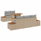 Conjunto de sofá de jardín 6 pcs Beige Poliratán