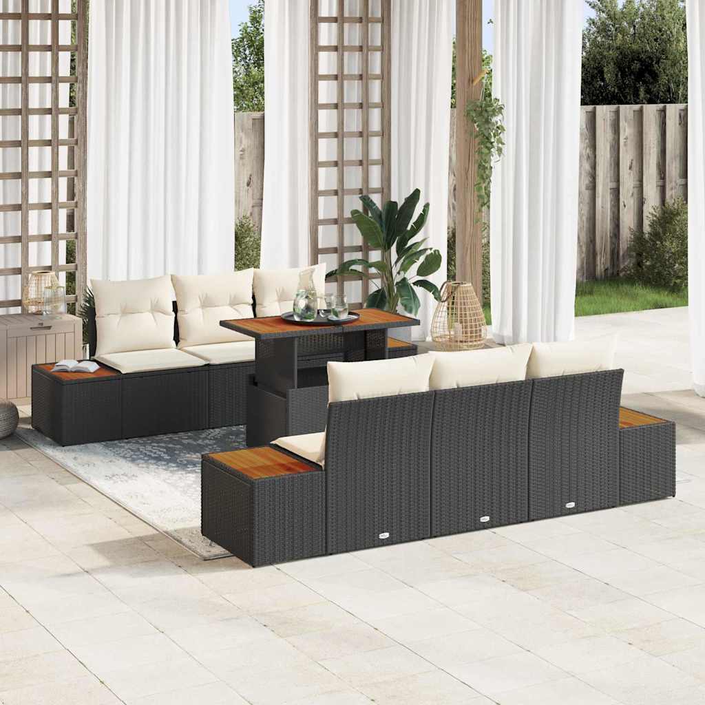 Conjunto de sofá de jardín 7 pcs Beige Poliratán