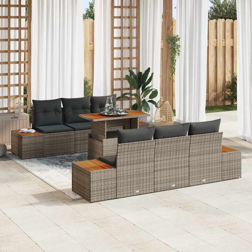 Conjunto de sofá de jardín 7 pcs Beige Poliratán