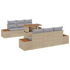 Conjunto de sofá de jardín 7 pcs Beige Poliratán