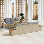 Conjunto de sofá de jardín 8 pcs Beige Poliratán
