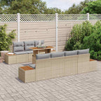 Conjunto de sofá de jardín 8 pcs Beige Poliratán