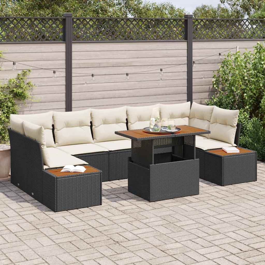 Conjunto de sofá de jardim 8 peças Bege Polirratan
