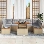 Conjunto de sofá de jardín 8 pcs Beige Poliratán