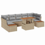 Conjunto de sofá de jardín 8 pcs Beige Poliratán