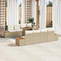 Conjunto de sofá de jardín 9 pcs Beige Poliratán
