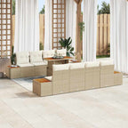 Conjunto de sofá de jardín 9 pcs Beige Poliratán
