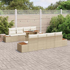 Conjunto de sofá de jardín 9 pcs Beige Poliratán
