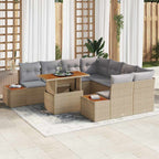 Conjunto de sofá de jardín 9 pcs Beige Poliratán