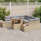 Conjunto de sofá de jardín 9 pcs Beige Poliratán