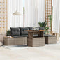 6-Piece Gray Poly Rattan Garden Sofa Set