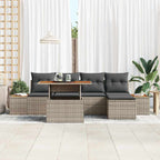 Conjunto de sofá de jardín 6 pcs Gris Poliratán