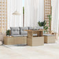 6-Piece Beige Polyrattan Garden Sofa Set