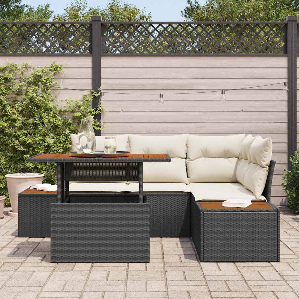 Conjunto de sofá de jardín 5 pcs Beige Poliratán