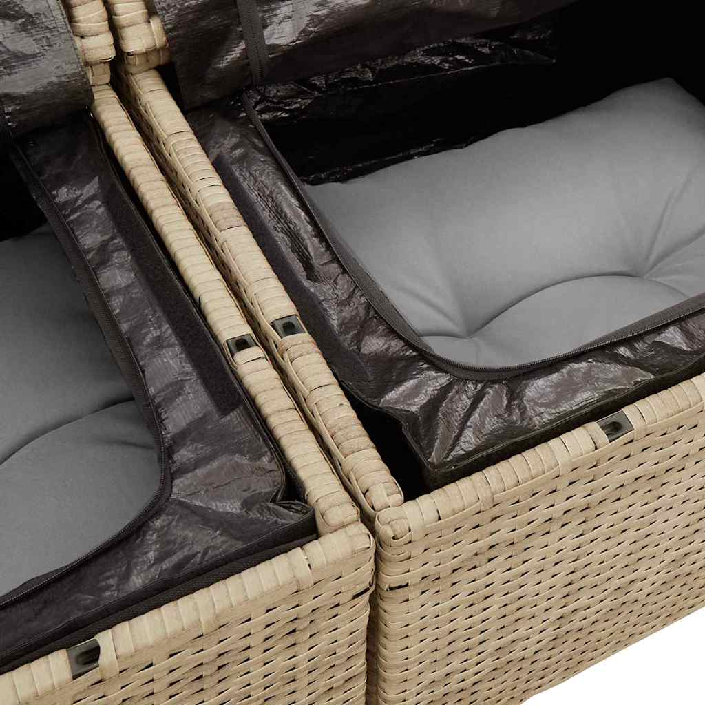 Conjunto de sofá de jardín 5 pcs Beige Poliratán