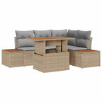 Conjunto de sofá de jardín 5 pcs Beige Poliratán