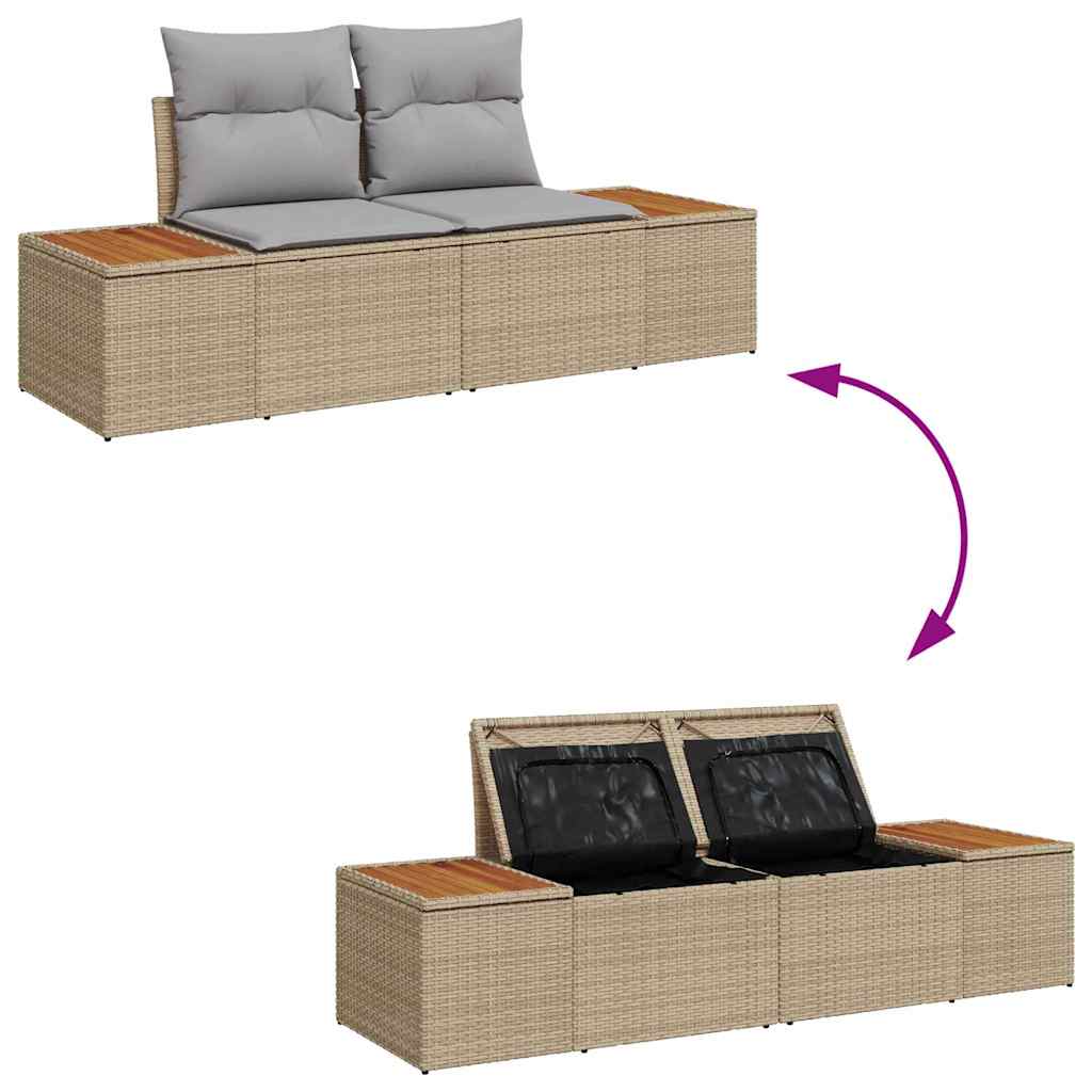 Conjunto de sofá de jardín 5 pcs Beige Poliratán