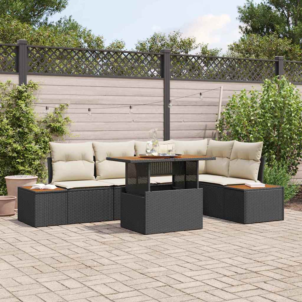 Conjunto de sofá de jardim 6 pcs Bege Polirratã