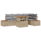Conjunto de sofá de jardín 6 pcs Beige Poliratán