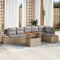 Conjunto de sofá de jardín 7 pcs Beige Poliratán