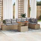 Conjunto de sofá de jardín 7 pcs Beige Poliratán
