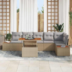 Conjunto de sofá de jardín 7 pcs Beige Poliratán