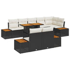 Conjunto de sofá de jardín 9 pcs Negro Poliratán