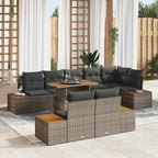 Conjunto de sofá de jardín 9 pcs Gris Poliratán