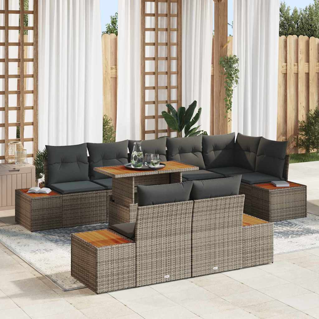 Conjunto de sofá de jardín 9 pcs Gris Poliratán