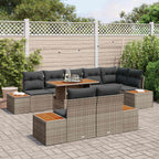 Conjunto de sofá de jardín 9 pcs Gris Poliratán